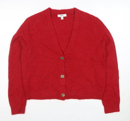 Marks and Spencer Women Red Alpaca Wool Cardigan M V-Neck Knit