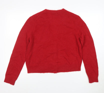 Marks and Spencer Women Red Alpaca Wool Cardigan M V-Neck Knit