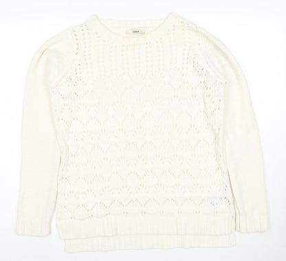 Oasis Women Ivory Knit Pullover Jumper M Classic Long Sleeve