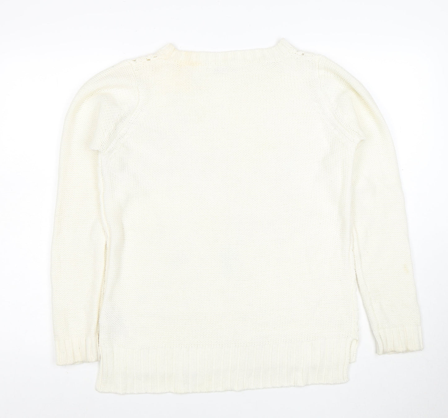 Oasis Women Ivory Knit Pullover Jumper M Classic Long Sleeve