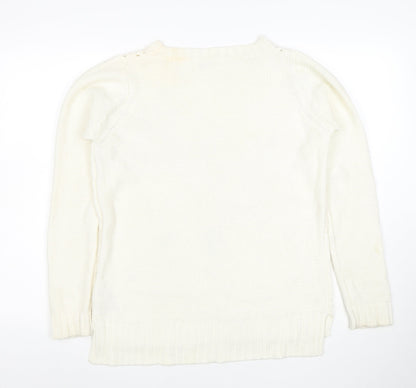 Oasis Women Ivory Knit Pullover Jumper M Classic Long Sleeve