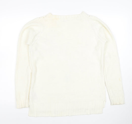 Oasis Women Ivory Knit Pullover Jumper M Classic Long Sleeve
