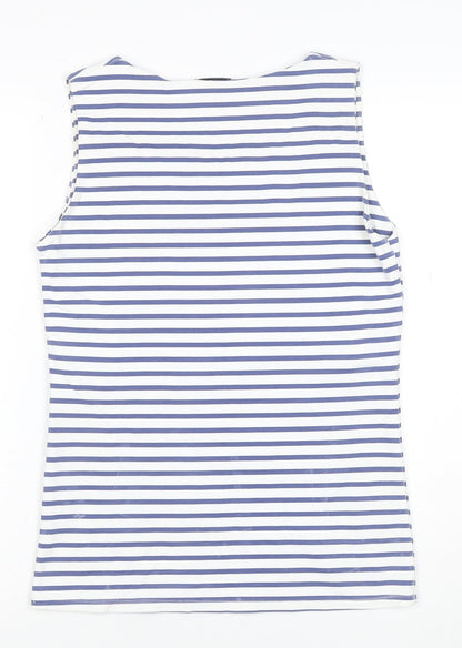 Zara Women Blue White Striped Cotton Tank Top Size 14
