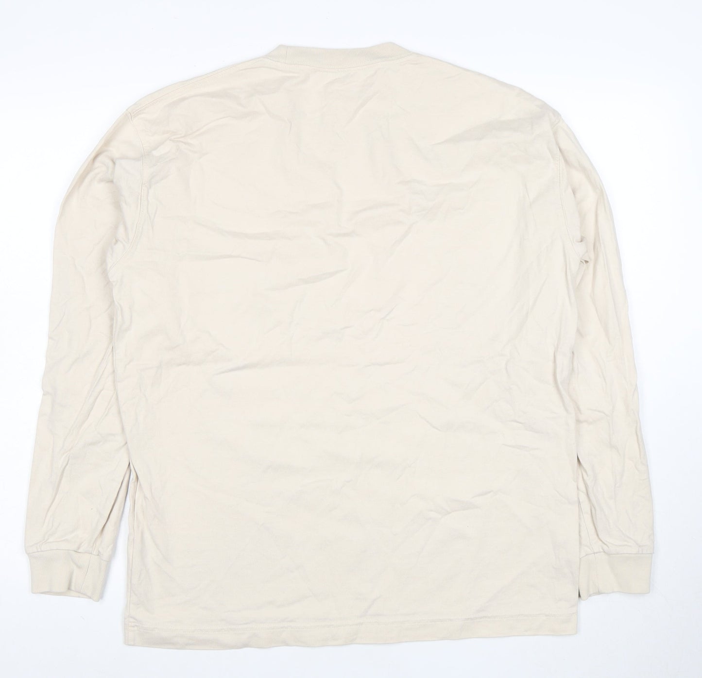 Uniqlo Men’s Beige Long Sleeve Crew Neck Cotton T-Shirt M