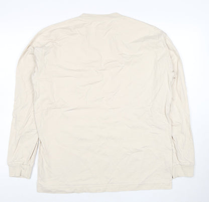 Uniqlo Men’s Beige Long Sleeve Crew Neck Cotton T-Shirt M