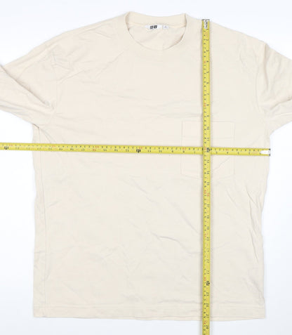 Uniqlo Men’s Beige Long Sleeve Crew Neck Cotton T-Shirt M