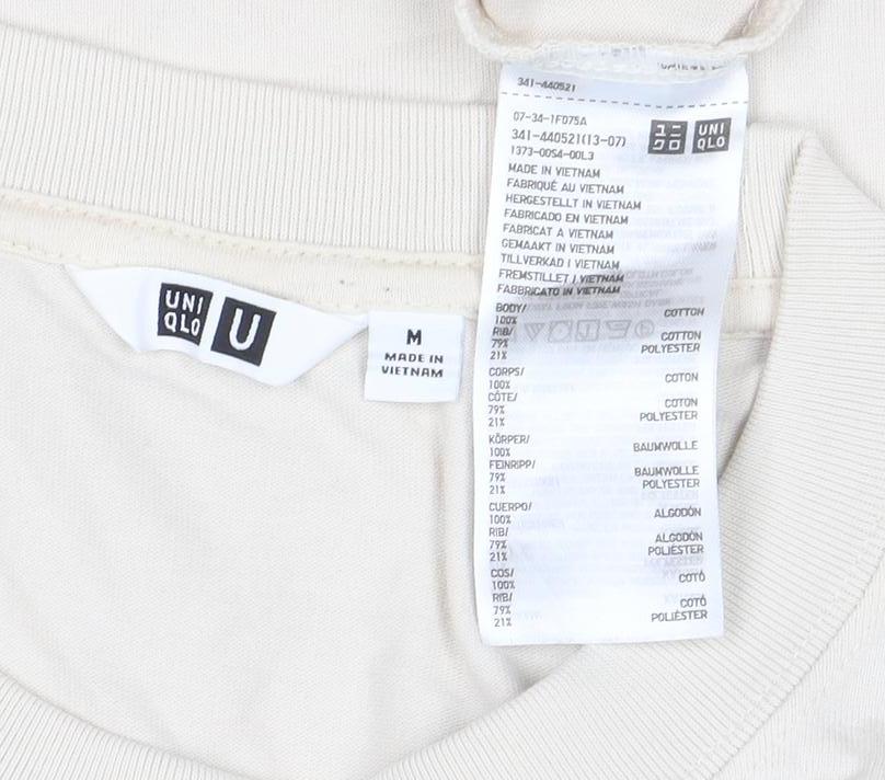Uniqlo Men’s Beige Long Sleeve Crew Neck Cotton T-Shirt M