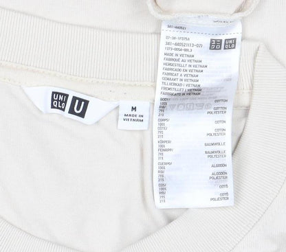 Uniqlo Men’s Beige Long Sleeve Crew Neck Cotton T-Shirt M