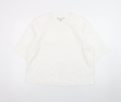 Marks and Spencer Unisex White Cotton Crew Neck Short Sleeve T-Shirt Size 16