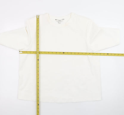 Marks and Spencer Unisex White Cotton Crew Neck Short Sleeve T-Shirt Size 16
