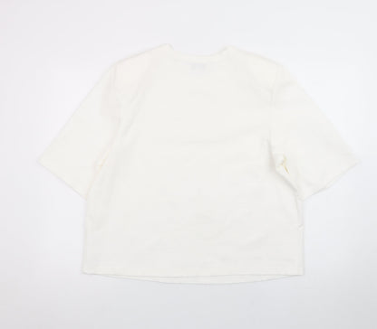 Marks and Spencer Unisex White Cotton Crew Neck Short Sleeve T-Shirt Size 16