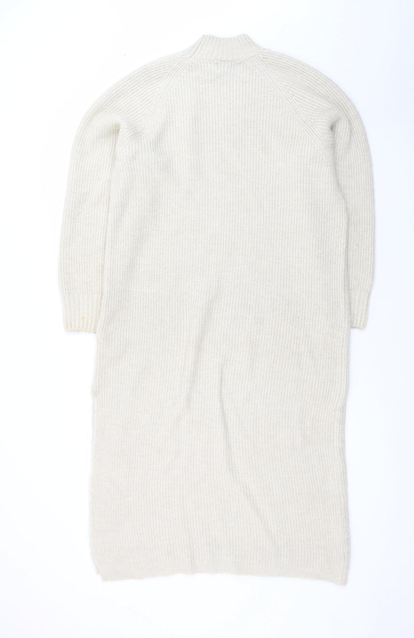 ONLY Women’s Beige Wool Knit Long Sleeve Jumper Dress M