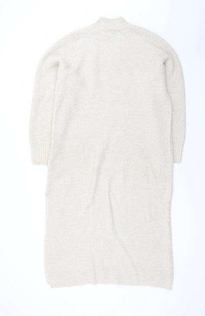 ONLY Women’s Beige Wool Knit Long Sleeve Jumper Dress M