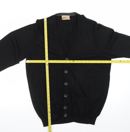 Marks and Spencer Men's Black Wool Silk Cardigan XL Classic Fit