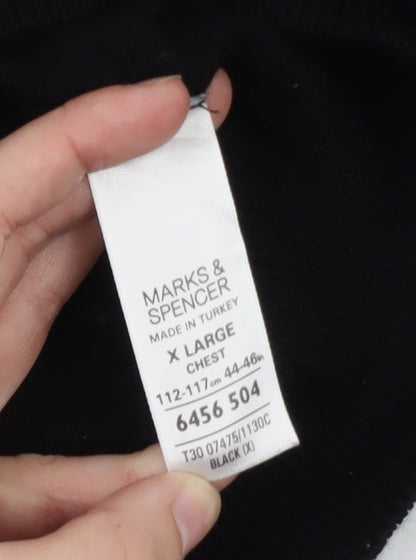 Marks and Spencer Men's Black Wool Silk Cardigan XL Classic Fit