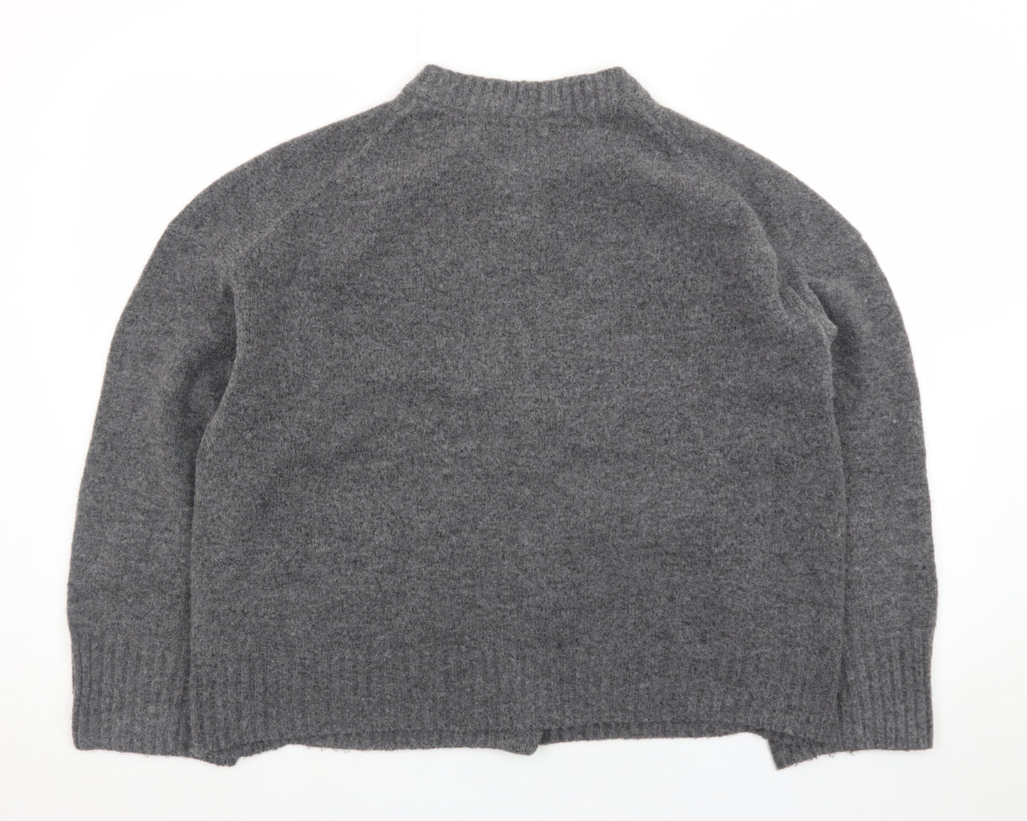 Tu Women Grey Crew Neck Button Cardigan Size 14 Wool Blend