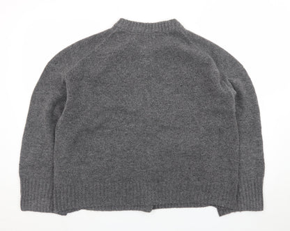 Tu Women Grey Crew Neck Button Cardigan Size 14 Wool Blend