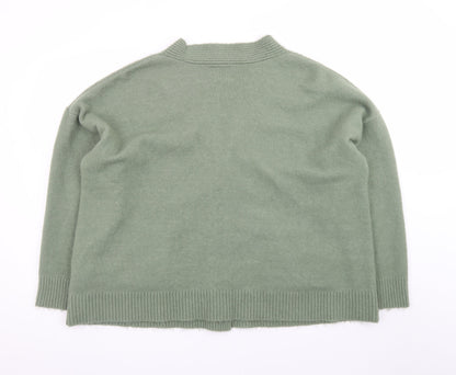 Monki Women’s Green Wool Blend Buttoned Cardigan M Classic V-Neck