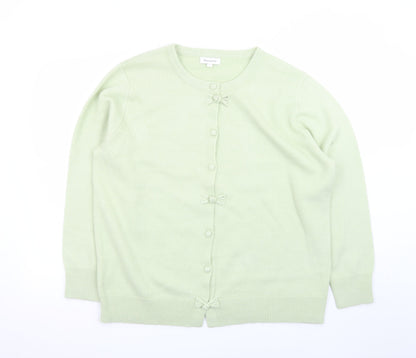 Bonmarché Women’s Green Cardigan Size 18 Bow Detail Acrylic Knit