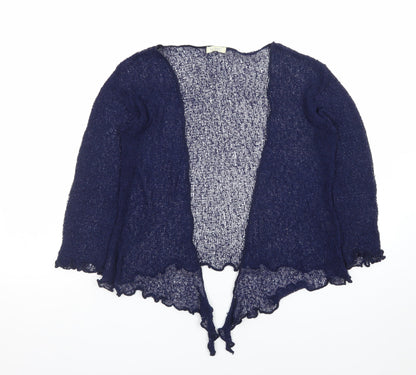 Ikat Womens Blue Open Knit Cardigan One Size Lightweight