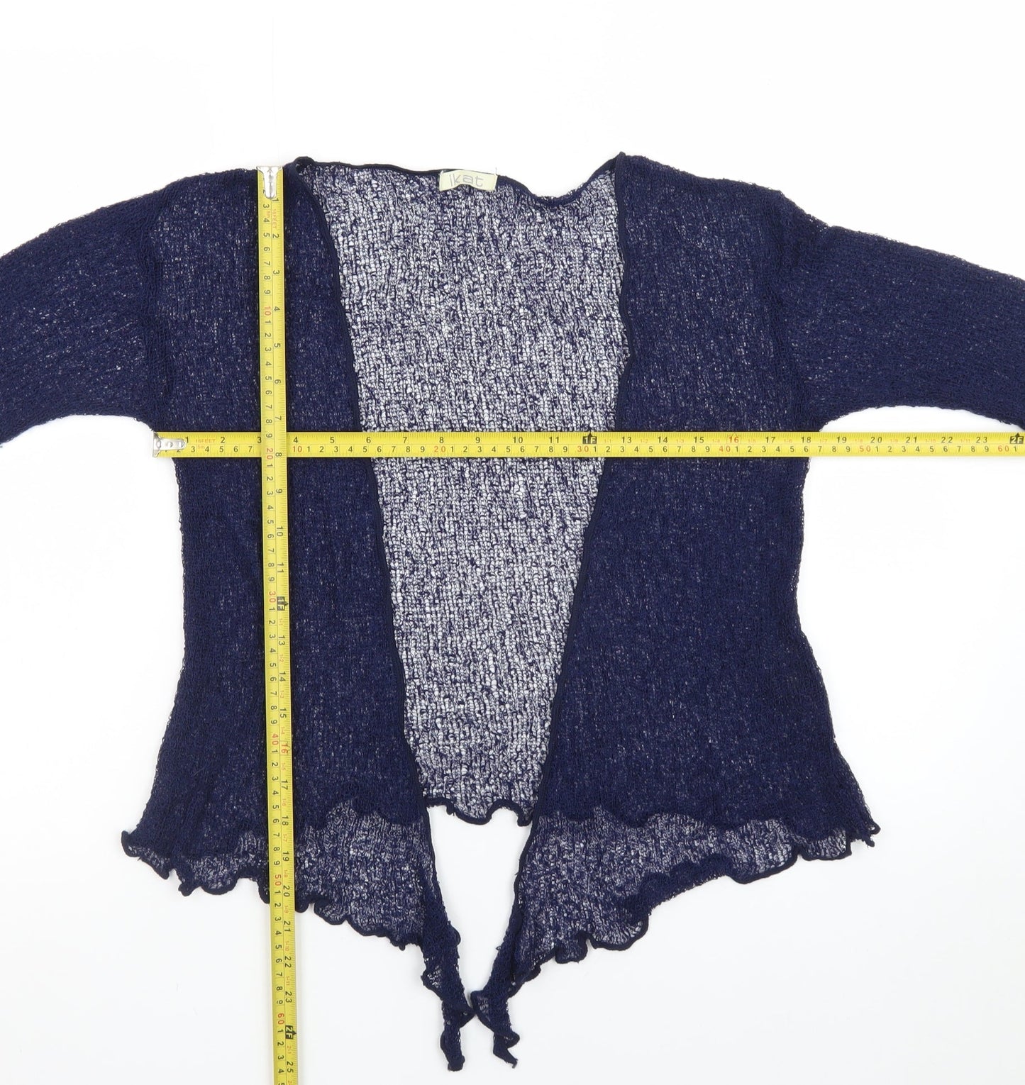 Ikat Womens Blue Open Knit Cardigan One Size Lightweight