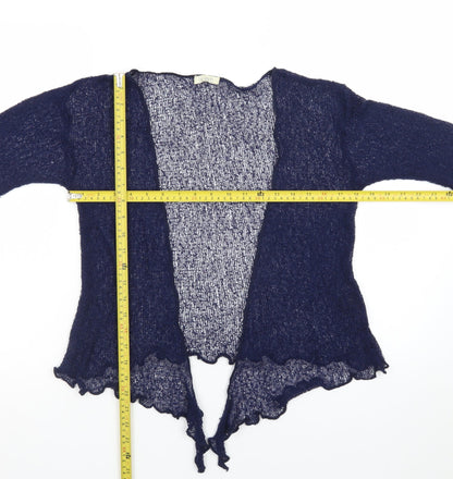 Ikat Womens Blue Open Knit Cardigan One Size Lightweight