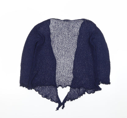Ikat Womens Blue Open Knit Cardigan One Size Lightweight