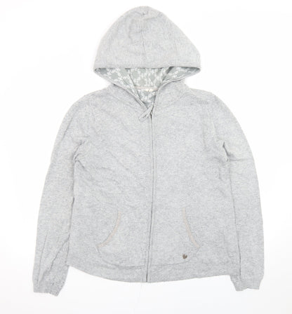 White Stuff Grey Marl Full Zip Hooded Sweatshirt Size 14