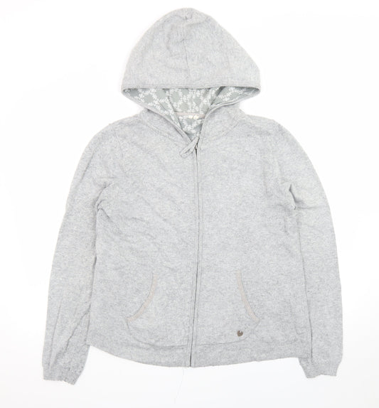 White Stuff Grey Marl Full Zip Hooded Sweatshirt Size 14