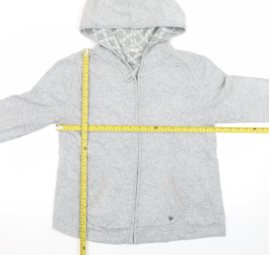 White Stuff Grey Marl Full Zip Hooded Sweatshirt Size 14