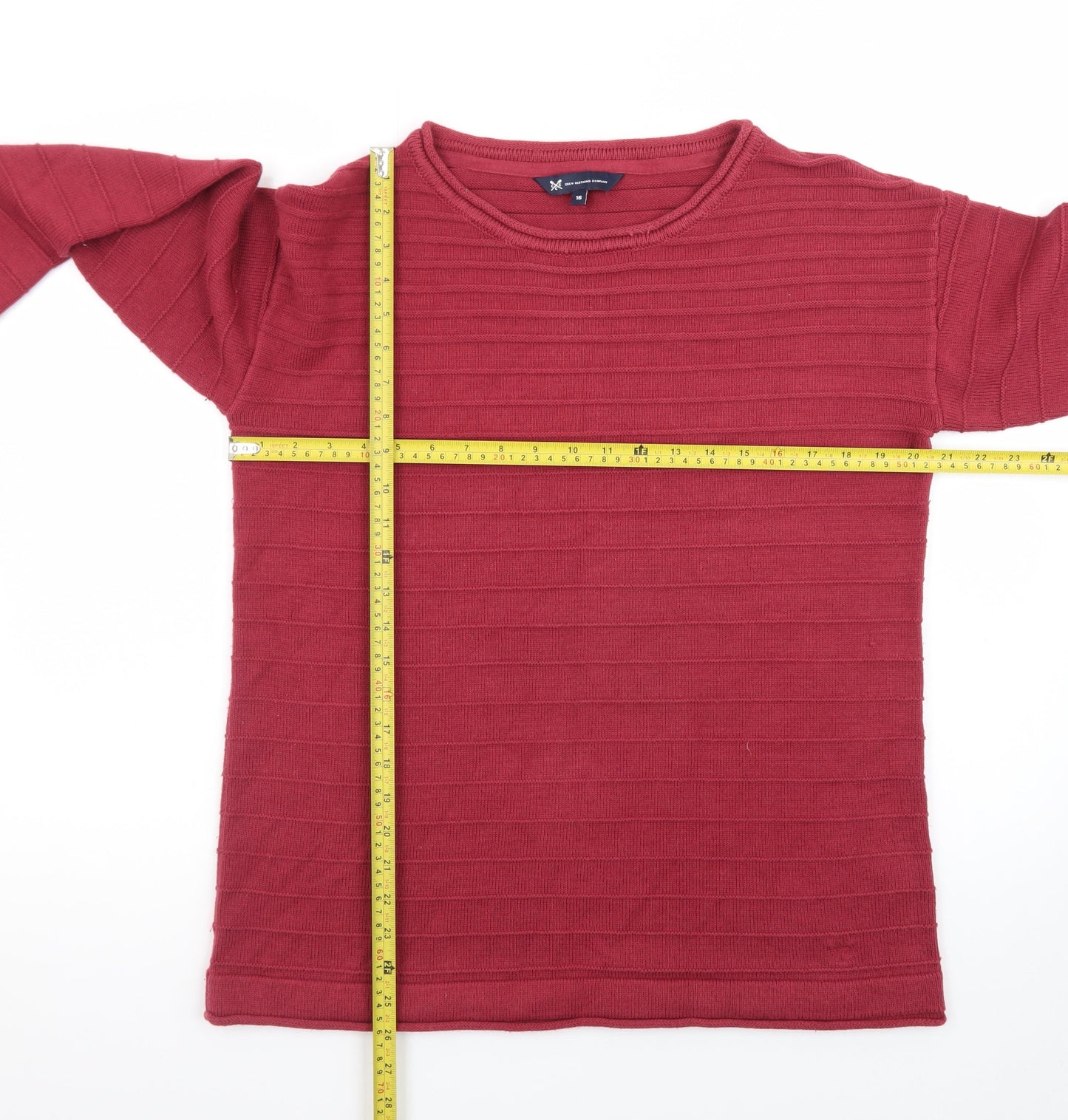 Crew Clothing Company Women Red Size 16 Ribbed Knit Jumper