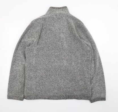 Weird Fish Mens Grey Henley Knit Jumper L High Neck Pullover