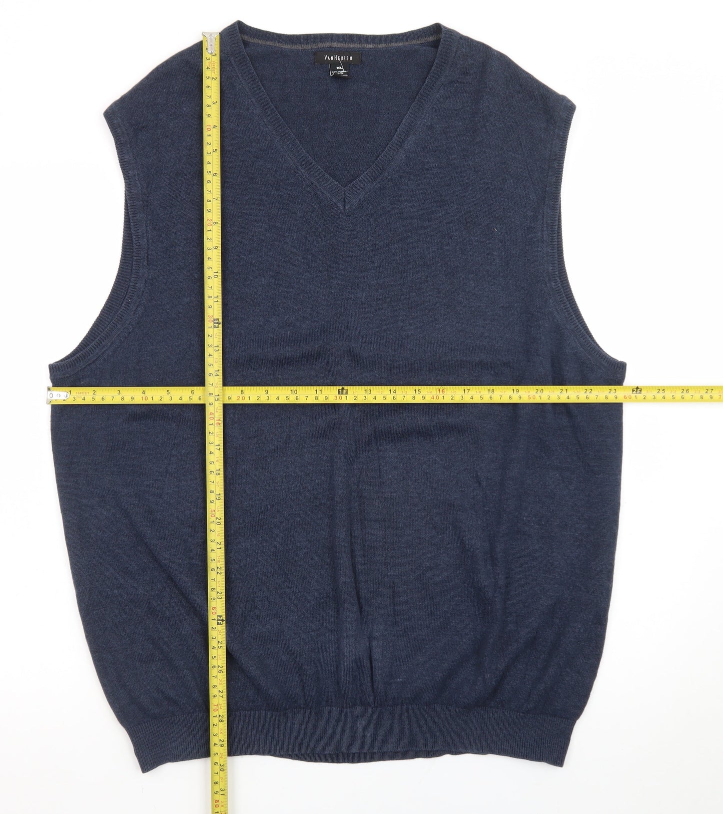Van Heusen Men's Blue XL V-Neck Knit Sleeveless Vest Jumper