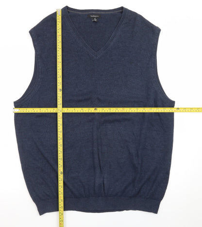 Van Heusen Men's Blue XL V-Neck Knit Sleeveless Vest Jumper