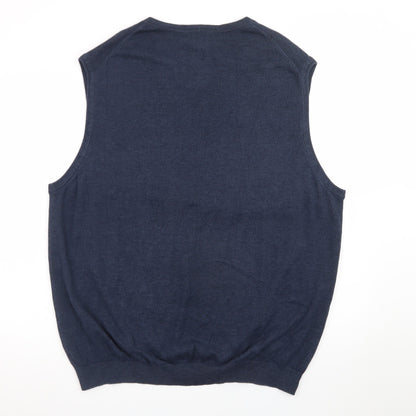 Van Heusen Men's Blue XL V-Neck Knit Sleeveless Vest Jumper