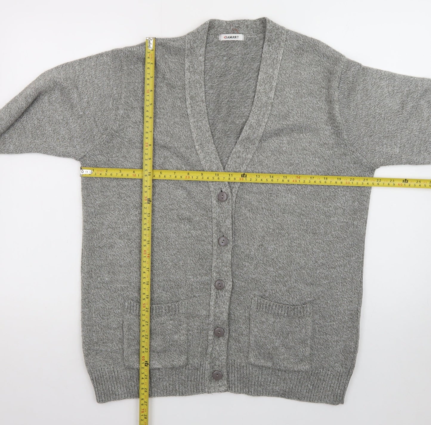 Damart Men's Grey Wool Blend Button Cardigan M Regular Fit