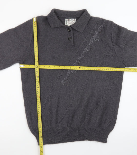 Sabri & Lory Women’s Grey Mohair Collared Pullover Jumper L