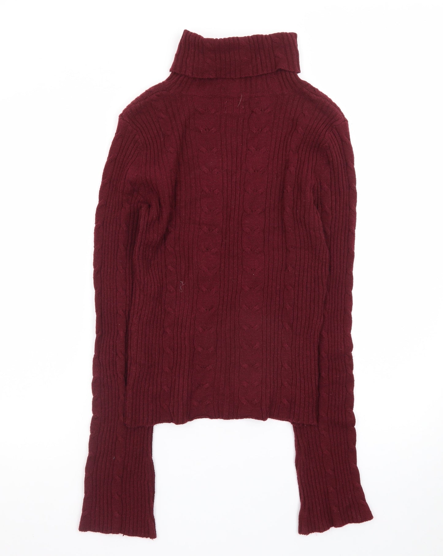 Arizona Jean Company Women's Red Roll Neck Cable Knit Jumper Size M