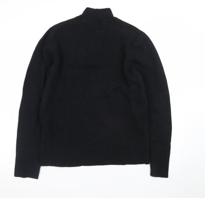 Kin Men's Black Wool 1/2 Zip High Neck Jumper Size M