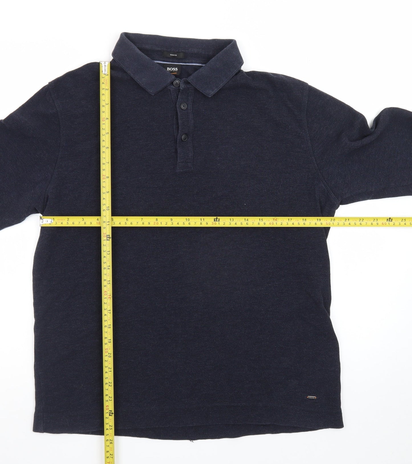 Hugo Boss Men's Navy Long Sleeve Slim Fit Polo Shirt XL