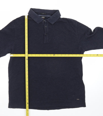 Hugo Boss Men's Navy Long Sleeve Slim Fit Polo Shirt XL
