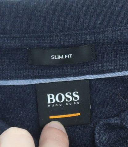Hugo Boss Men's Navy Long Sleeve Slim Fit Polo Shirt XL