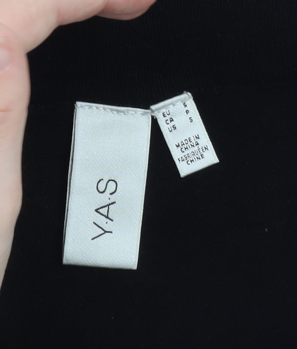 Y.A.S Women Black A-Line Skirt Size S Stretch Short Jersey