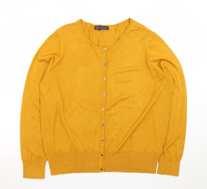 Marks and Spencer Women's Yellow Cardigan Size 20 Knit Long Sleeve