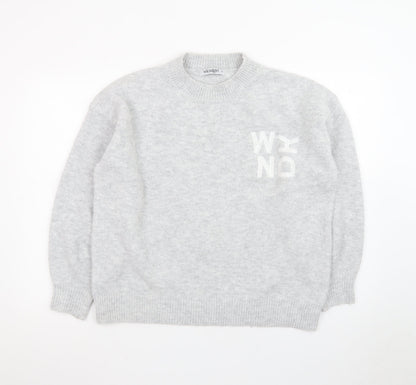 WKNDGirl Women Grey Crew Neck Pullover Jumper UK 8 Wool Blend