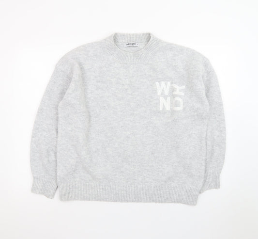 WKNDGirl Women Grey Crew Neck Pullover Jumper UK 8 Wool Blend