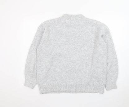 WKNDGirl Women Grey Crew Neck Pullover Jumper UK 8 Wool Blend