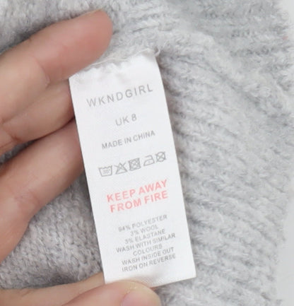 WKNDGirl Women Grey Crew Neck Pullover Jumper UK 8 Wool Blend