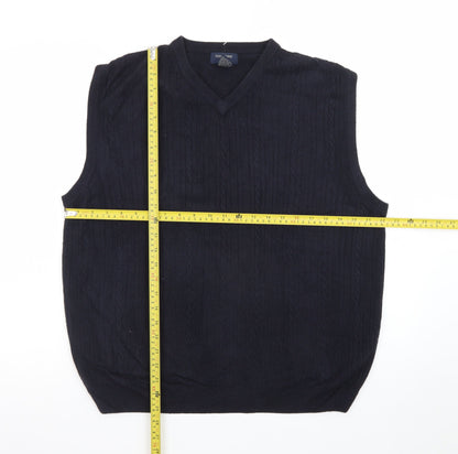 Dockers Men's Black V-Neck Knit Sleeveless Acrylic Vest M
