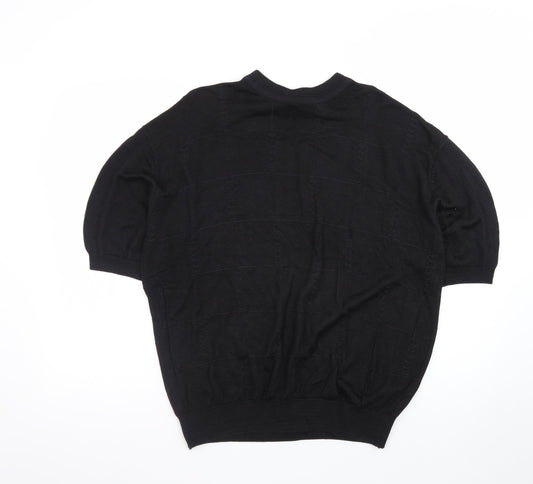Tulliano Men's Black L Short Sleeve Knit Pullover Jumper